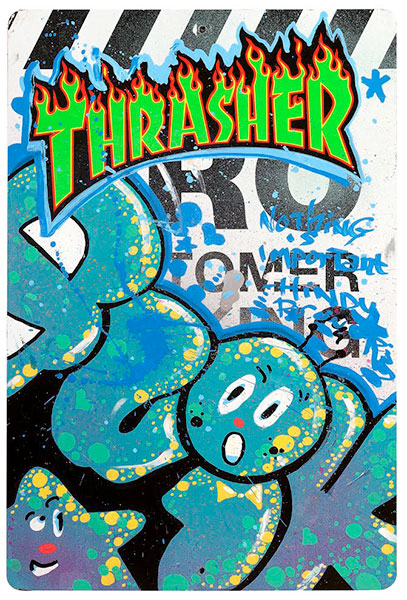 "Trasher" - 45,5x30,5cm - Mixte sur panneau de signalisation - 2017 - Quik
