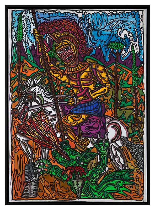 "Saint Georges terrassant le dragon" – 218x158cm - Acrylique sur toile - 1987 - Robert Combas