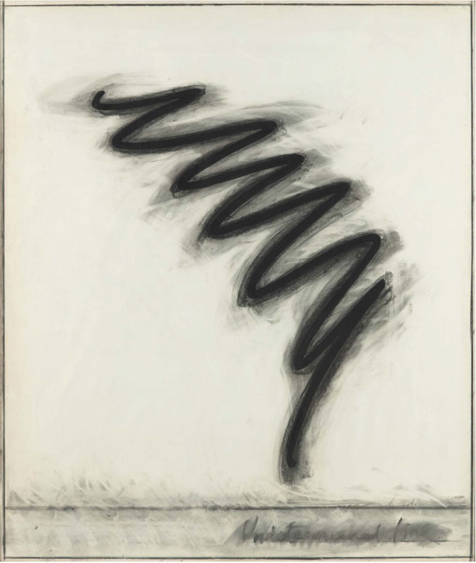 “Undetermined line” – 170x150cm – 1982 - Charbon sur papier - Signé, titré et daté en bas à droite - Bernar Venet