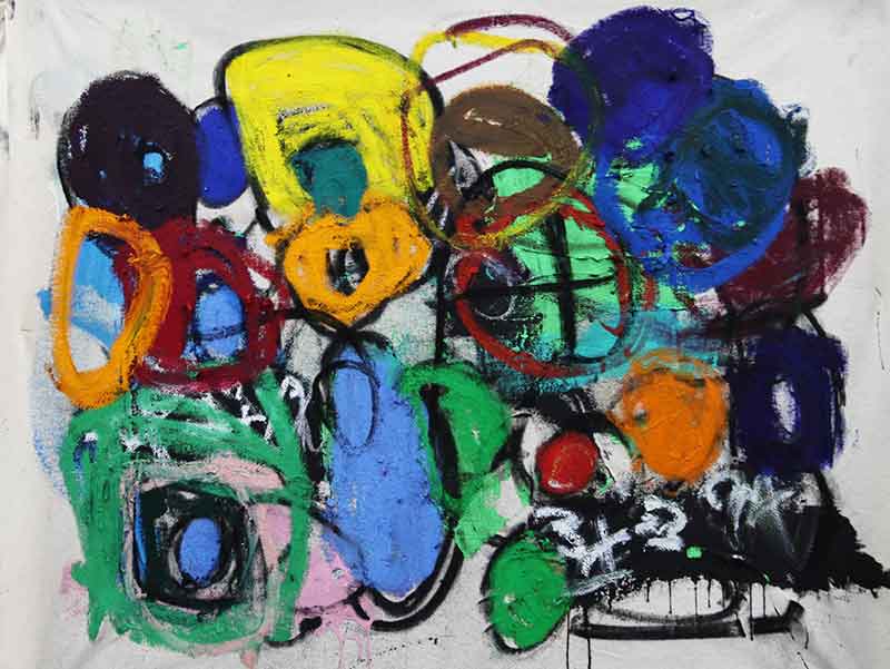  "Another crazy ride" - Huile, acrylique et pastel sur toile - 60x80cm - 2022 - Taher Jaoui