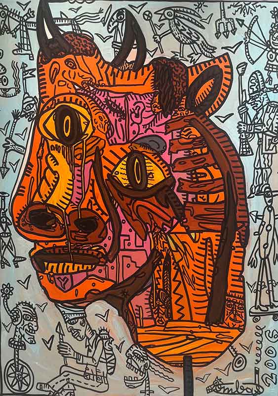 "Picasso Rougeot" - 130x97cm - Acrylique sur toile - 2006 - Combas